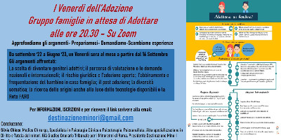 I Venerdì dell’Adozione Gruppo famiglie in attesa di Adottare alle ore 20.30 - Su Zoom